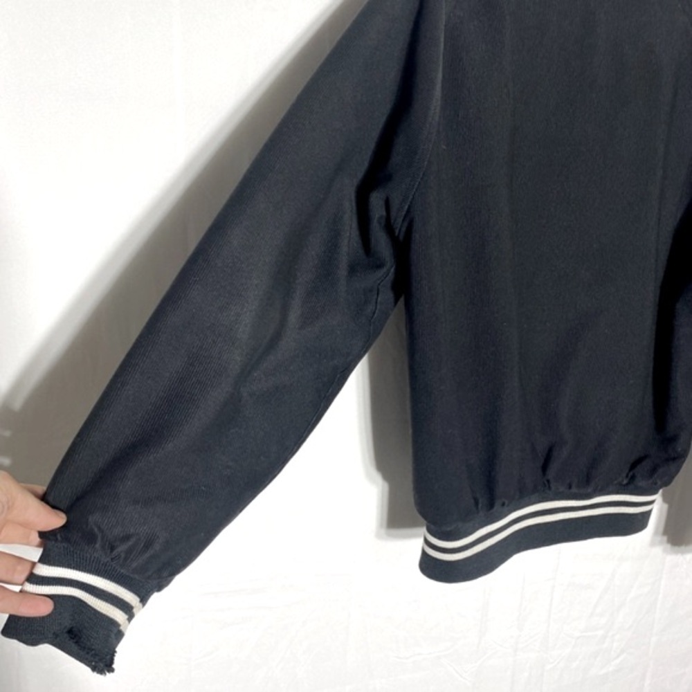 Vintage Black Textured Snap Front Bomber Style Light Jacket M - Picture 11 of 14